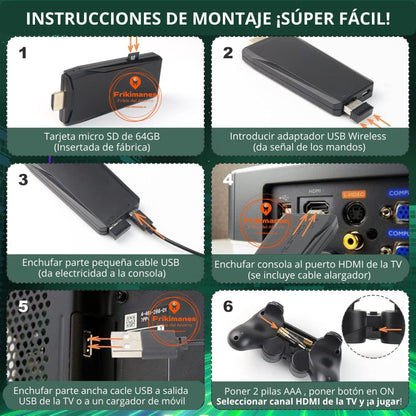 Consola HDMI Stick ORIGINAL: ¡Más de 20.000 juegos y 15 Emuladores con 2 Mandos Inalámbricos!
